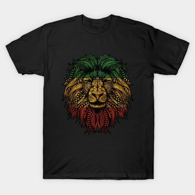 Lion Rasta Reggae Mandala T-Shirt by UNDERGROUNDROOTS